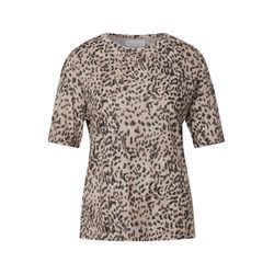 Street One Studio Basic T-Shirt mit Leo-Muster - braun (36016)