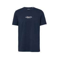 s.Oliver Red Label Cotton T-shirt with logo print - blue (58D1)