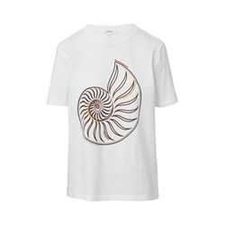 s.Oliver Red Label Jersey-T-Shirt mit Frontprint und Schmuckperlen - weiß (01D0)