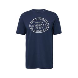 s.Oliver Red Label T-shirt with crew neck and front print - blue (58D1)