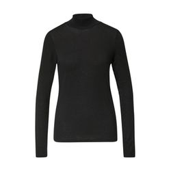 comma Longsleeve aus Lyocellmix mit Stehkragen - schwarz (9999)