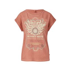 Q/S designed by Gewaschenes T-Shirt mit Frontprint  - orange (20D1)