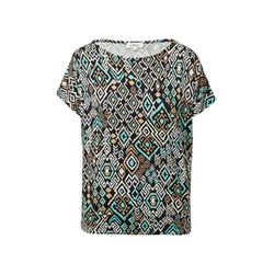 s.Oliver Red Label T-Shirt im Relaxed Fit mit All-over-Muster - cyan/schwarz (99A2)
