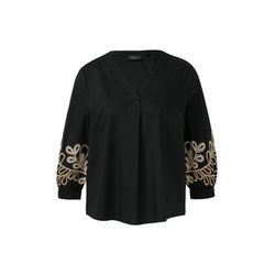 s.Oliver Black Label Chemisier en popeline avec broderie et manches 3/4 - noir (9999)