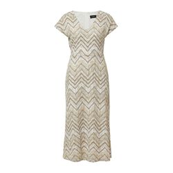 s.Oliver Black Label Antailliertes Midikleid aus Strickjersey mit V-Ausschnitt - beige (80X2)