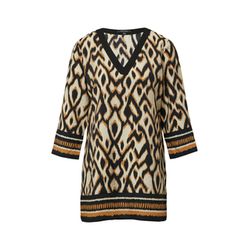 comma Tunic blouse with all-over print and 3/4 sleeves - brown (99A0)