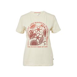 Q/S designed by Baumwoll T-Shirt mit Frontprint - beige (08D1)