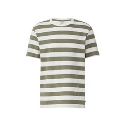 Q/S designed by T-Shirt mit Rundhalsausschnitt und Blockstreifen - grün (73G0)