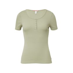 Q/S designed by T-shirt côtelé boutonné sur le devant - vert (7297)