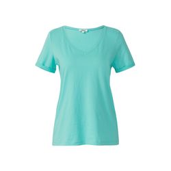 s.Oliver Red Label Weiches T-Shirt aus Baumwolle mit V-Ausschnitt - blau (6099)