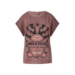 Q/S designed by Gewaschenes T-Shirt mit Frontprint  - violet (47D0)