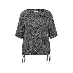 s.Oliver Red Label Gemustertes Shirt im O-Shape mit Tunnelzug am Saum - schwarz (99B0)