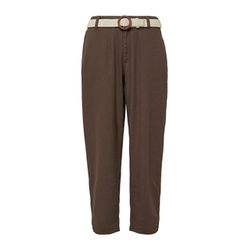 s.Oliver Red Label Cropped linen-blend chino with braided belt - brown (8828)