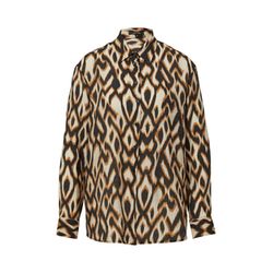 comma Flowing ramie blouse with all-over print - brown/black (99A0)