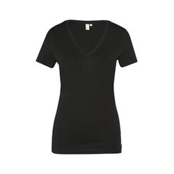 Q/S designed by T-Shirt en coton à col en V - noir (9999)