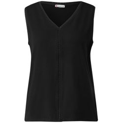 Street One Jersey-Top mit Häkeldetails - schwarz (10001)
