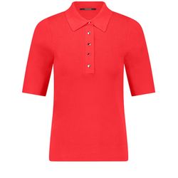 Taifun Polo en maille côtelée fine - rouge (06610)