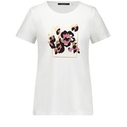 Taifun Top en coton avec imprimé décoré sur le devant - blanc (09702)