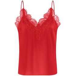Taifun Satin-Top mit Spitze - orange (06610)