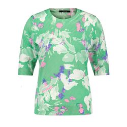 Taifun Sweater with floral pattern - green (05722)