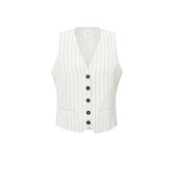 Yaya Linen blend gilet with pinstripe pattern - beige (999881)