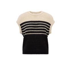 Yaya Sleeveless knitted top with stripes - beige/black (209081)