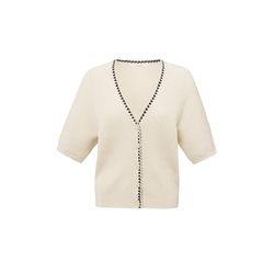 Yaya Gerippte Strickjacke mit Stichdetail und kurzen Ärmeln - beige (20908)