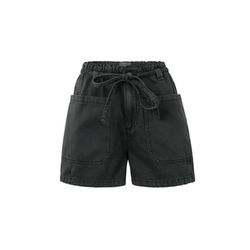 Yaya High-waist shorts with garment-dye finish - black (99989)