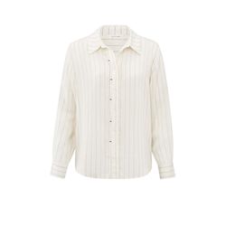 Yaya Gestreifte Bluse mit Reißzwecken-Detail und normaler Passform - beige (209081)