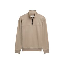 Tom Tailor Denim Troyer Sweatshirt mit Logo-Print - beige (38323)