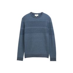 Tom Tailor Mottled sweater with tonal block stripes - blue (38800)
