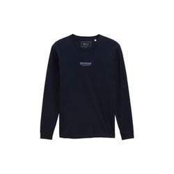 Tom Tailor Denim Shirt à manches longues avec texte imprimé - bleu (10668)