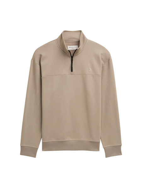 Tom Tailor Denim Troyer Sweatshirt mit Logo-Print - beige (38323)