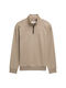 Tom Tailor Denim Troyer Sweatshirt mit Logo-Print - beige (38323)