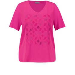 Samoon T-Shirt à manches courtes avec devant tissé fluide - rose (03352)