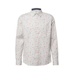 s.Oliver Red Label Slim Fit: Langarmhemd mit All-over-Print und Kentkragen - blau/braun/weiß/orange (34A1)