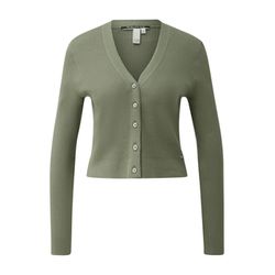 Q/S designed by Gerippte Strickjacke aus Viskosemix  - grün (7927)