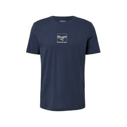 s.Oliver Red Label Baumwoll-T-Shirt mit Crew Neck und Front-Print - blau (58D2)
