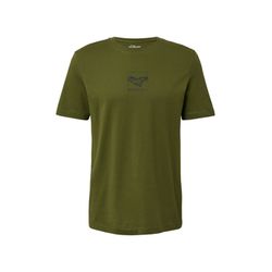 s.Oliver Red Label Baumwoll-T-Shirt mit Crew Neck und Front-Print - grün (79D2)
