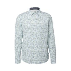 s.Oliver Red Label Slim Fit: Langarmhemd mit All-over-Print und Kentkragen - blau/grün/weiß (01A1)