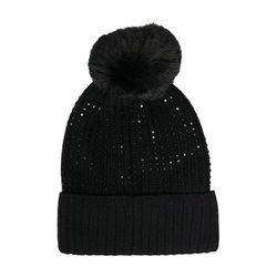 s.Oliver Black Label Strickmütze mit Schmucksteinen und Bommel - schwarz (9999)