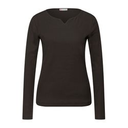 Street One Basic shirt with ribbed texture - brown (17103)