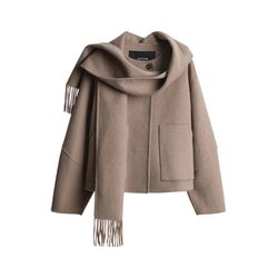 Opus Boxy Wolljacke mit abnehmbarem Schal - Henrica - braun (20022)