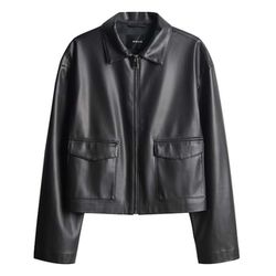 Opus Short jacket in leather look - Josmica - black (900)
