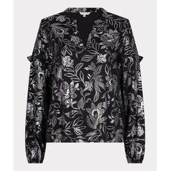 Esqualo Bluse mit V-Ausschnitt mit festliche Blumen - schwarz/silver (PRINT)