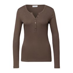 Street One Studio Ribbed shirt with buttons - brown (17518)