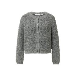 comma Strickcardigan aus Bouclégarn mit Zierknöpfen - grau (95X5)