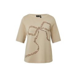 s.Oliver Black Label Relaxed fit sequined T-shirt - beige (84D1)