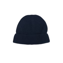 s.Oliver Red Label Gestrickte Baumwoll-Beanie mit Umschlag - blau (5978)