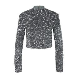 Q/S designed by Velvet shirt with all-over sequins  - silver (0009)